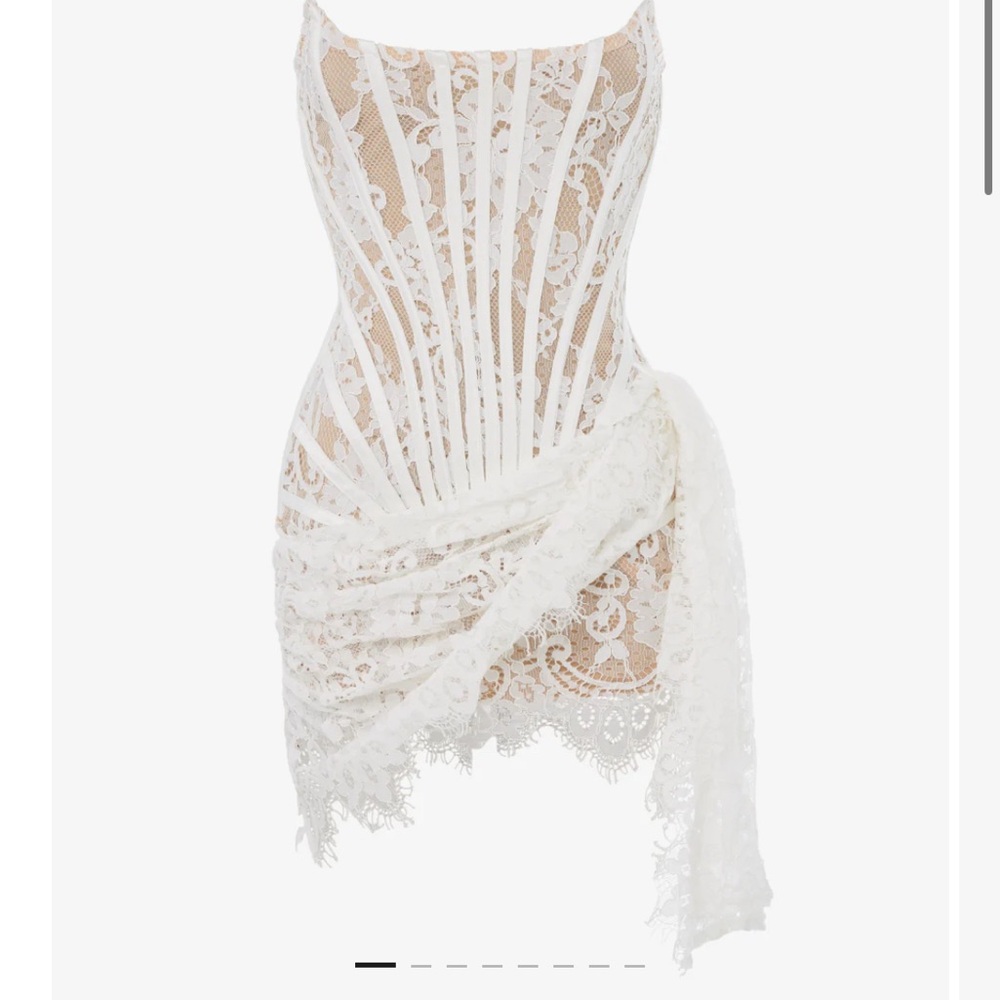 White Lace Corset Draped Mini Dress